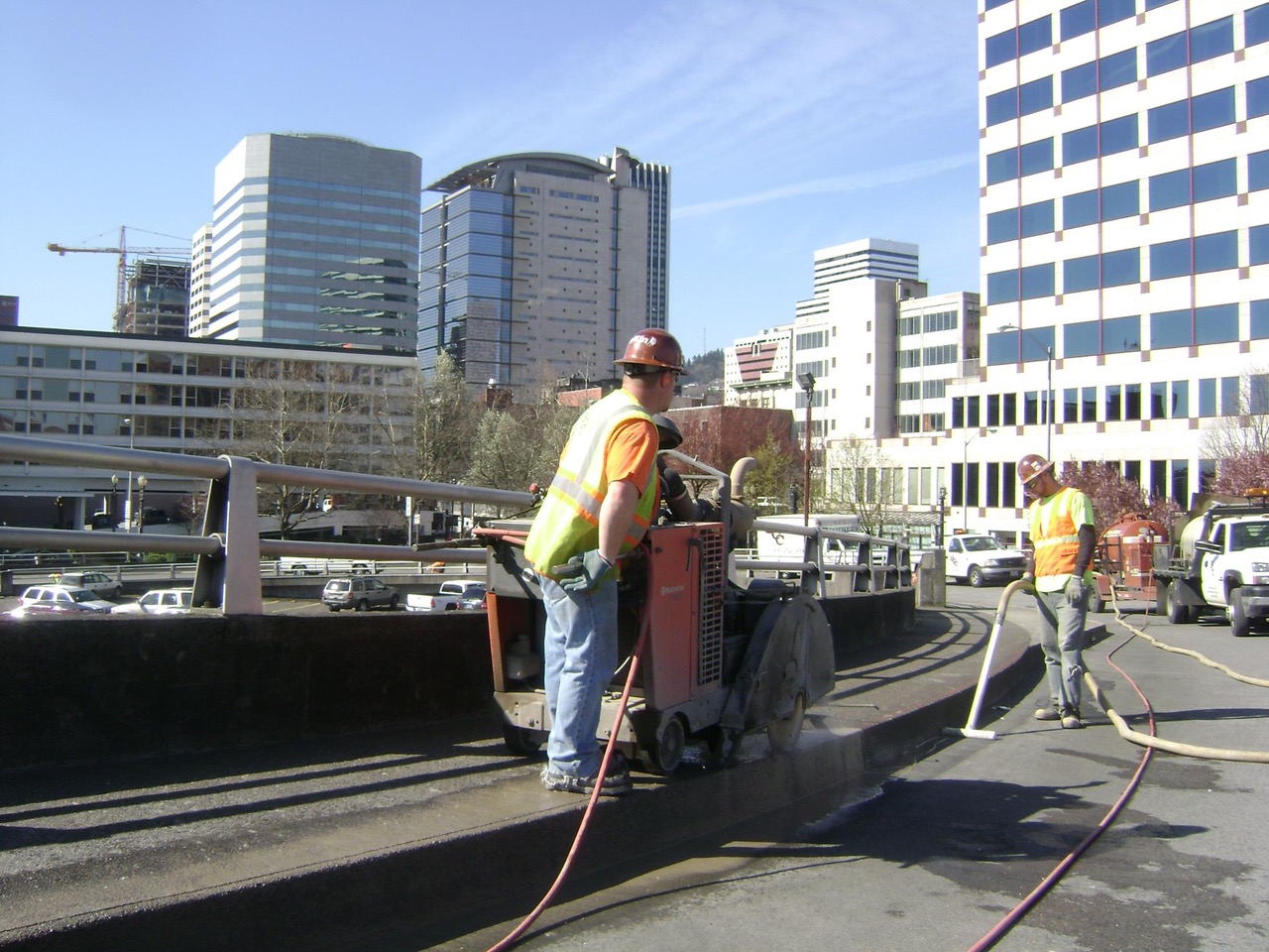 Sawcutter with Portland skyline